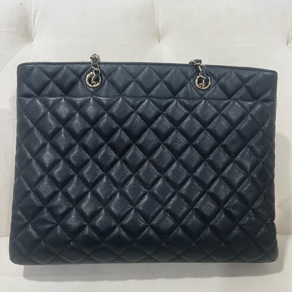 Chanel Classic Cc Black Caviar Large Shopping Tote Gold tone hardware microchip - Picture 8 of 12